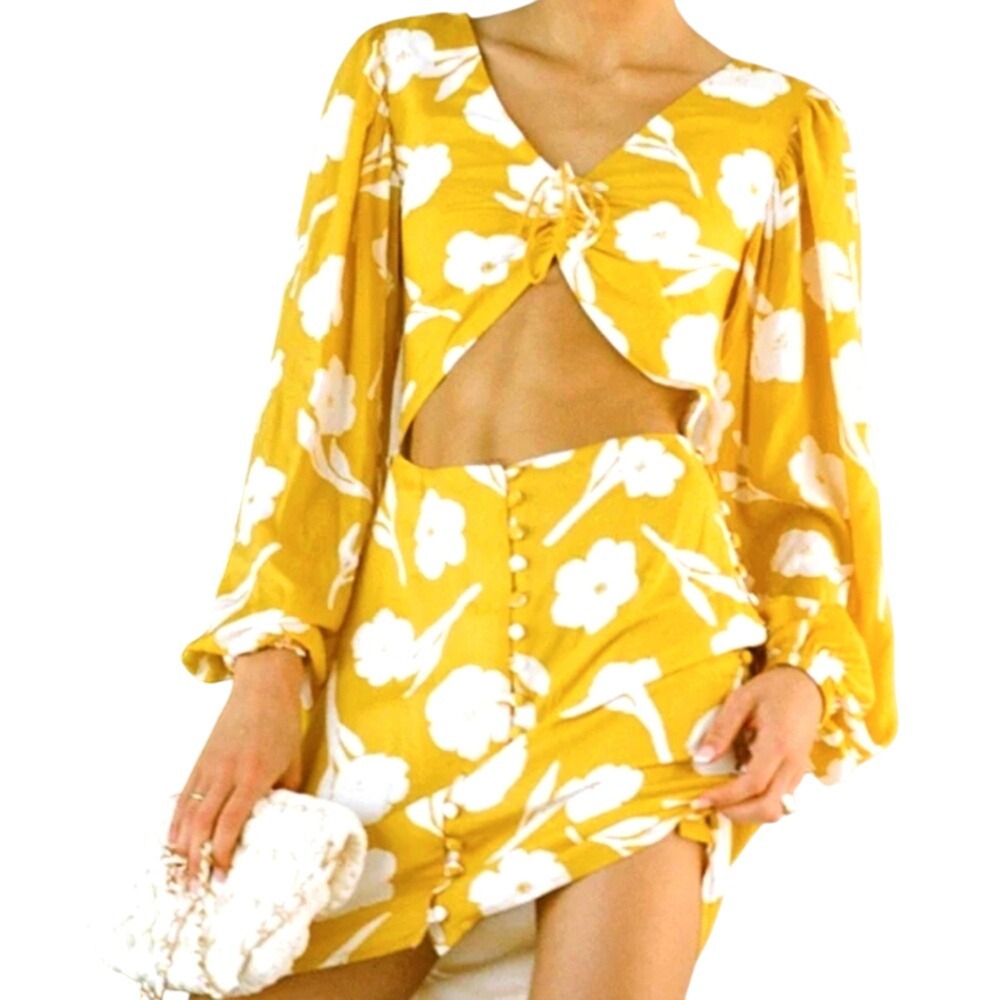 Sabo NWT Lista Yellow Paraiso Floral Dress Size 2 XS‎